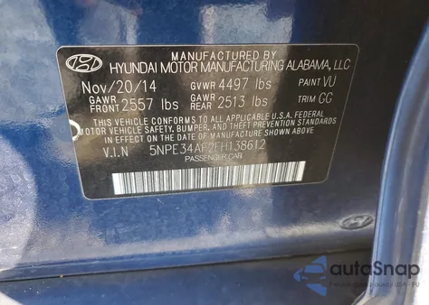 2015 Hyundai Sonata Sport from USA, damaged, VIN 5NPE34AF2FH138612